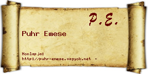 Puhr Emese névjegykártya